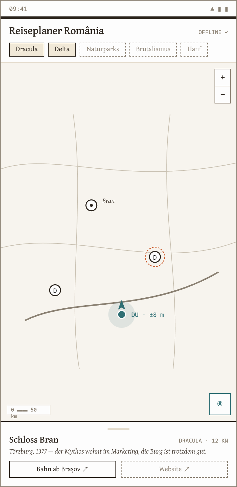 Wireframe Reiseplaner